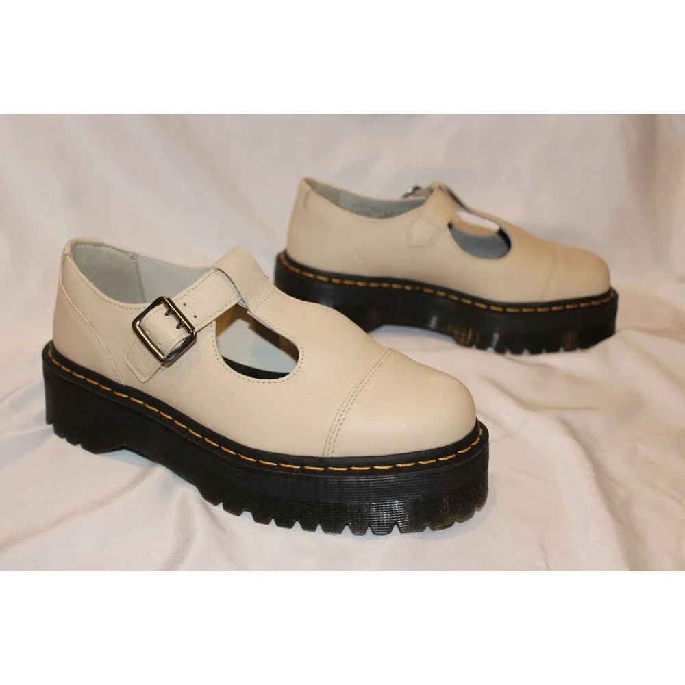 NIB DR. MARTENS WOMEN'S BETHAN LEATHER‎ LOAFER SANDALS PARCHMENT $160 sz 10